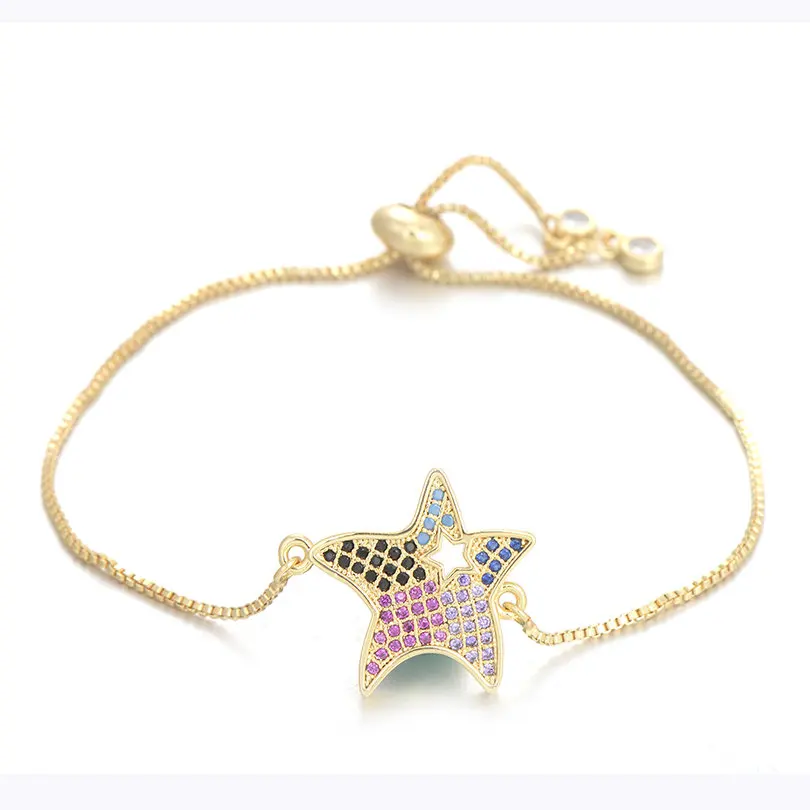 gold Pipitree, многослойный CZ Циркон, полая звезда, очаровательный браслет, Femme, регулируемая цепочка, браслеты для женщин, ювелирные изделия, pulseira feminina - Окраска металла: gold