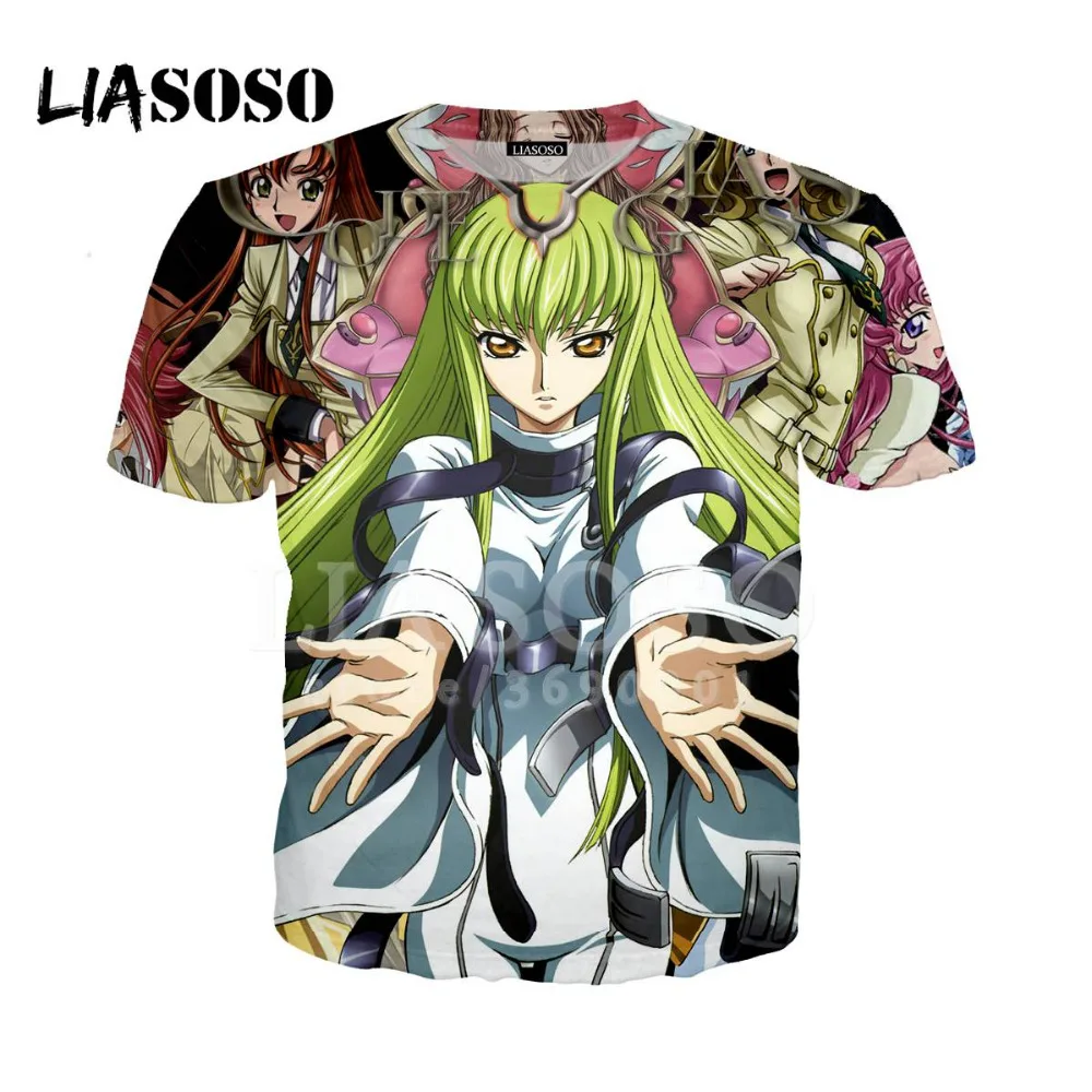 LIASOSO 3D принт Для женщин Для мужчин Code Geass Lelouch Восстания футболка Летняя футболка в стиле «хип-хоп» пуловер с короткими рукавами X1104