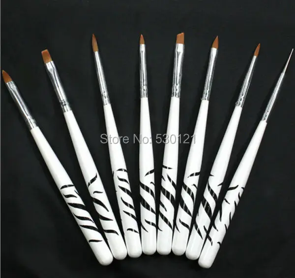 Бесплатная доставка 8 шт./компл. зебра маникюр щетки гелевые ногтей комплект