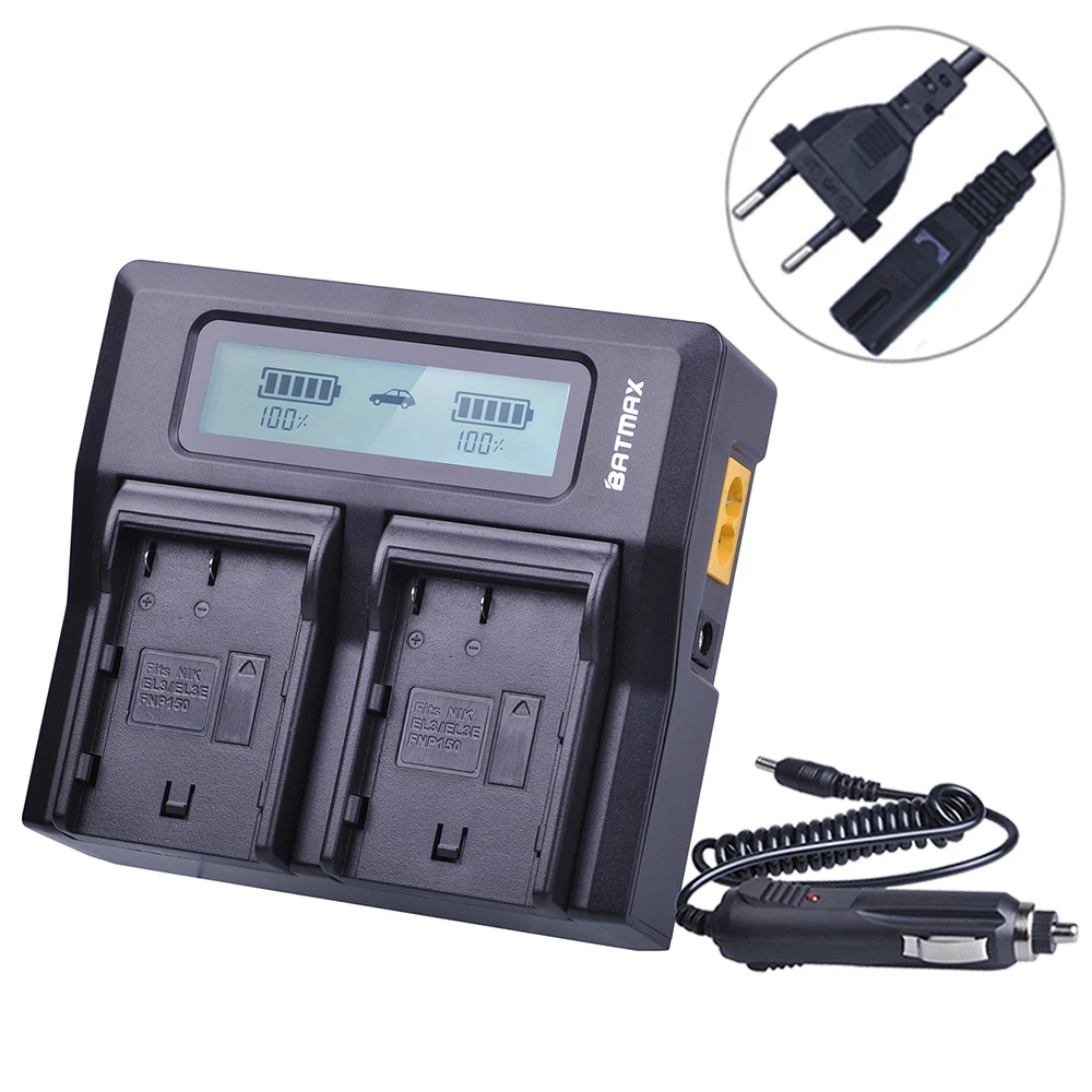 Двойное зарядное устройство Batmax с ЖК дисплеем для Nikon ENEL3e D300S D300 D100 D200 D700 D70S D80 D90