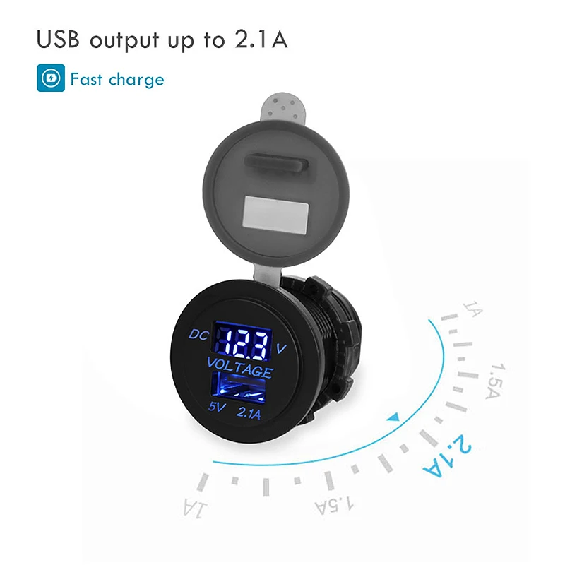 12-24 В Dual USB Автомобильное зарядное устройство розетка 2.1A для автомобиля мотоцикла