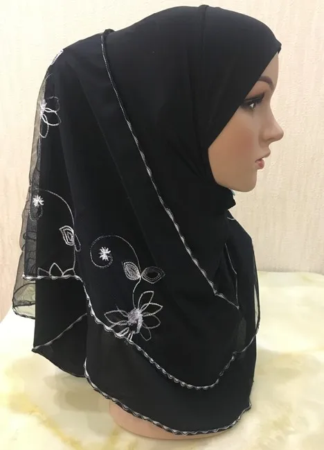 H1155 последний мусульманский хиджаб Амира с emberoidery сетчатый слой, женский головной убор, быстрая