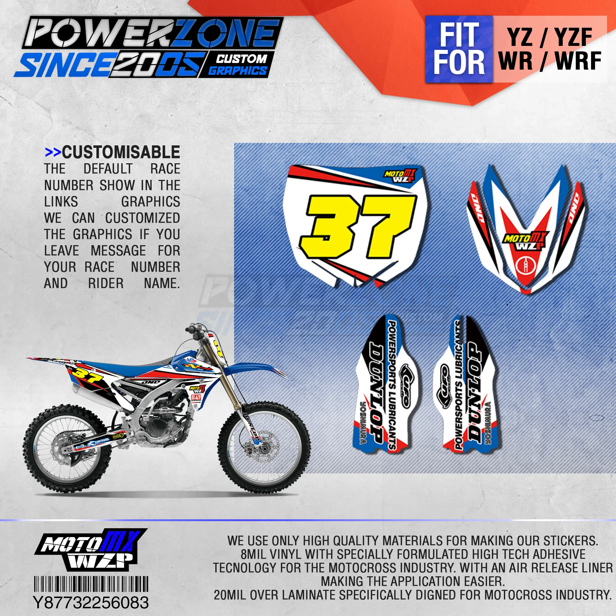 PowerZone графика команды на заказ фоны наклейки 3 м пользовательские для YAMAHA YZF250FX 14 18