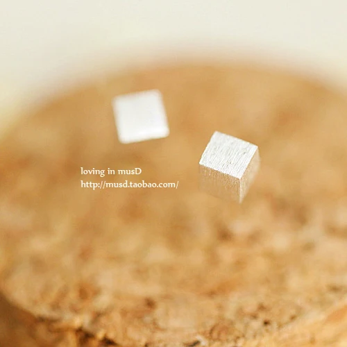 Simple small cube earrings 925 sterling silver stud hypoallergenic European style men women co | Украшения и аксессуары