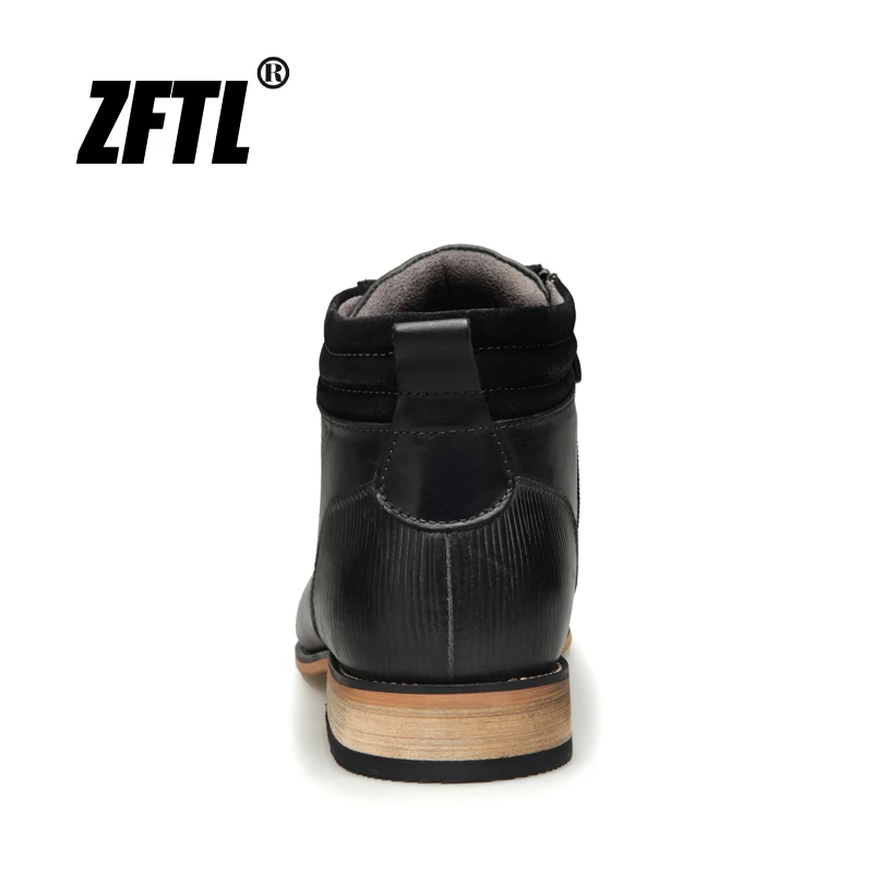 Мужские ботинки на шнурках ZFTL черные/коричневые повседневные из натуральной