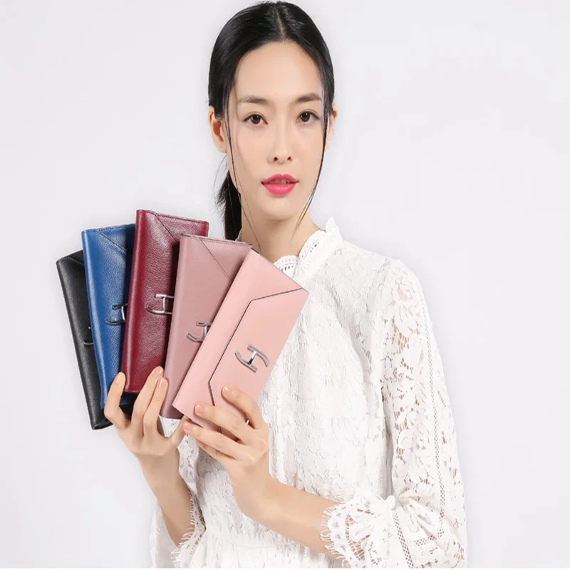HONGU Fashion Brands Natural Genuine Leather Wallets Evening Bags Women Top-Handle Wristlets Leisure Passcard holder Hasp Purses | Багаж и