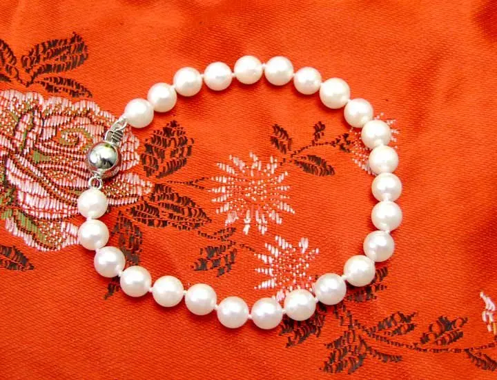 Браслет из серебра 925 пробы с натуральным круглым жемчугом|sterling silver|pearl braceletbracelet