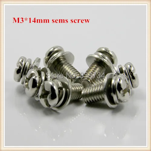 

1000pcs carbon steel with nickel plated m3*14mm screw with washer