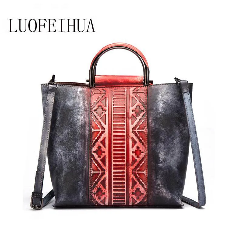 

LUOFEIHUA 2019 новая трендовая модная кожаная сумка винтажная кожаная прошитая сумка-мессенджер через плечо Портативная Сумка-ведро