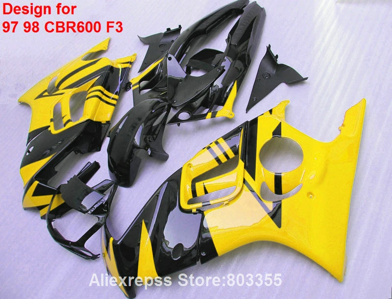 

Высококачественный обтекатель ABS для HONDA CBR600 F3 1998 1997 97 98 (желтый) cbr 600 комплект обтекателей xl62