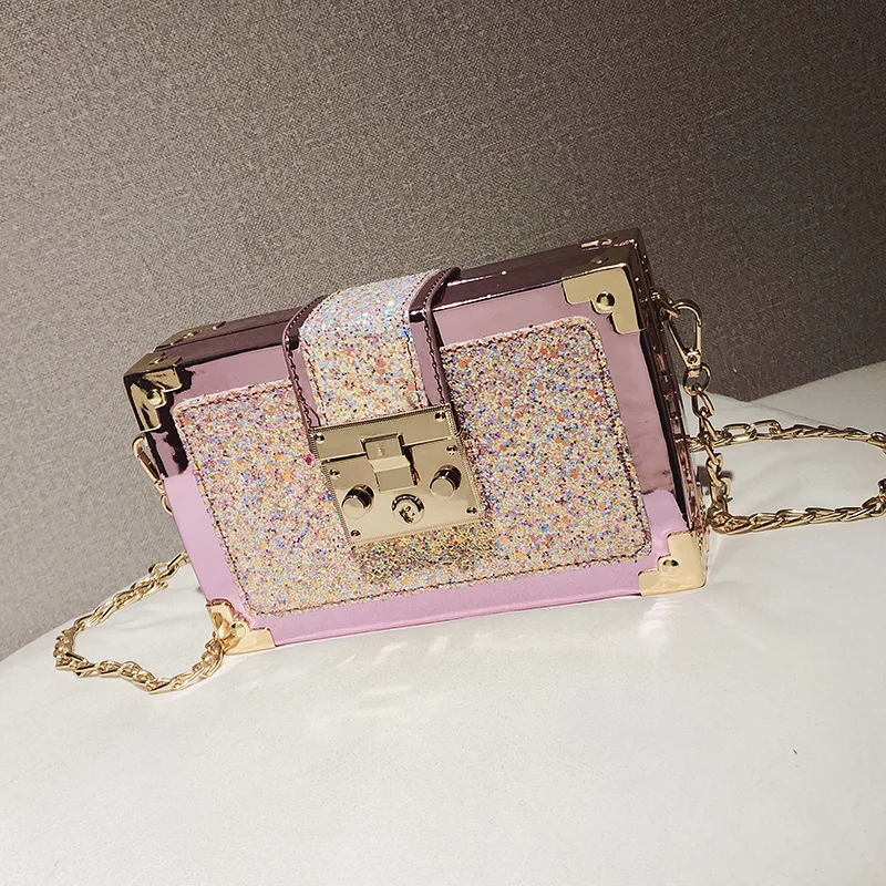 

Women Sequins Bag Mini Flap Bag Crossbody Shoulder Messenger Bags Chain Handbag Ladies Box Bags Torebki Damskie