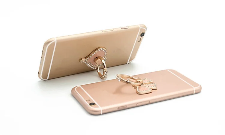 1 Piece Rhinestone Finger Ring Phone Holder Elegant Bow-knot Cat Girls Smartphone Holders mobile for iPhone | Мобильные телефоны и