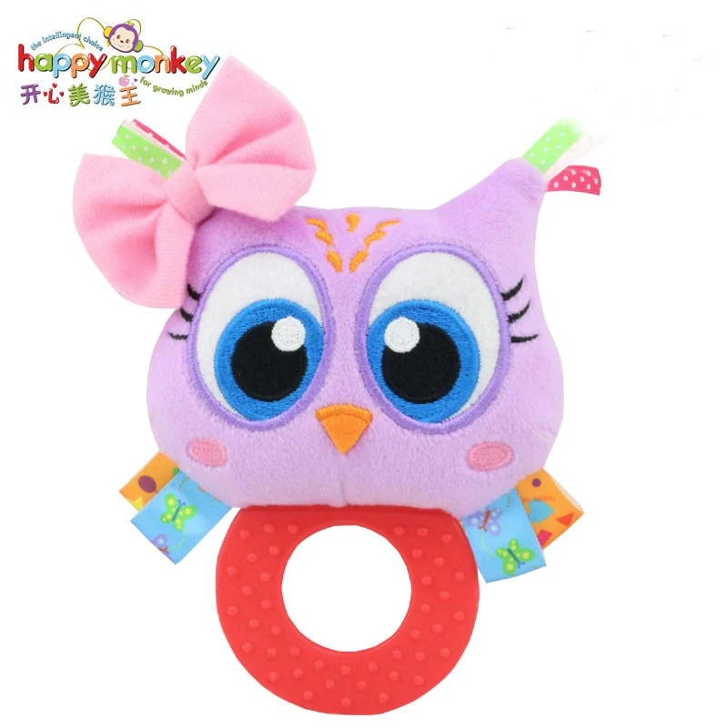 Детская игрушка-погремушка в виде животного сова панда кольцо погремушки мягкая