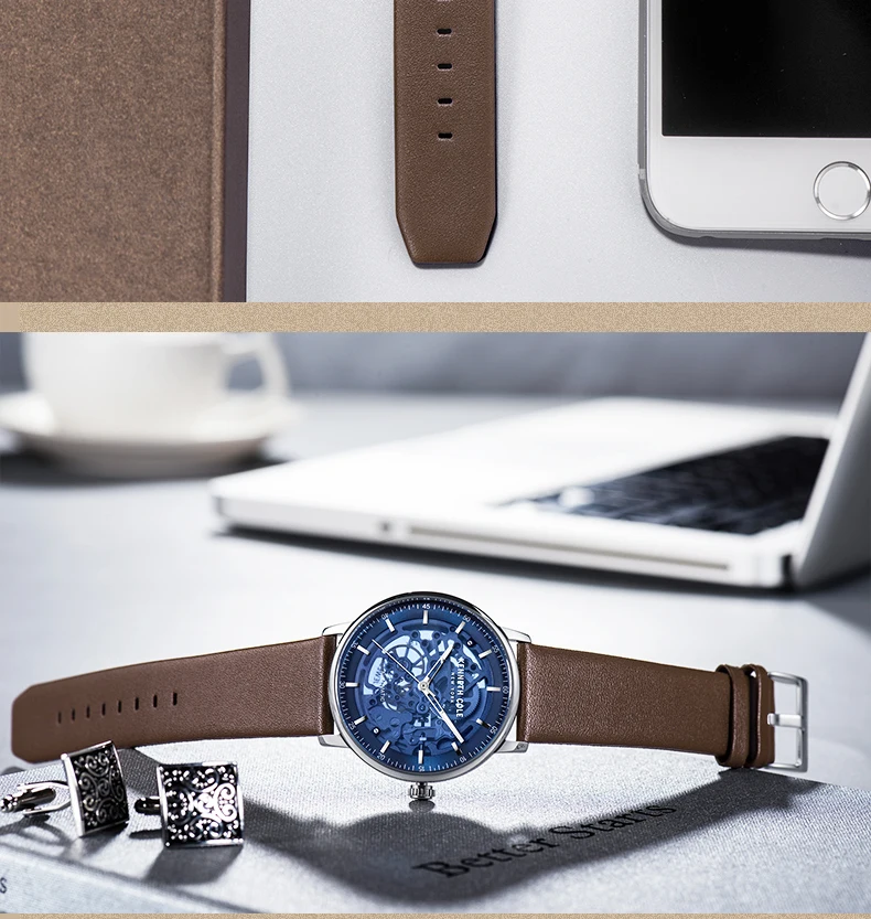 Kenneth Cole оригинальные мужские часы коричневые автоматические механические с кожаной пряжкой водонепроницаемые Роскошные Брендовые Часы KC15104003