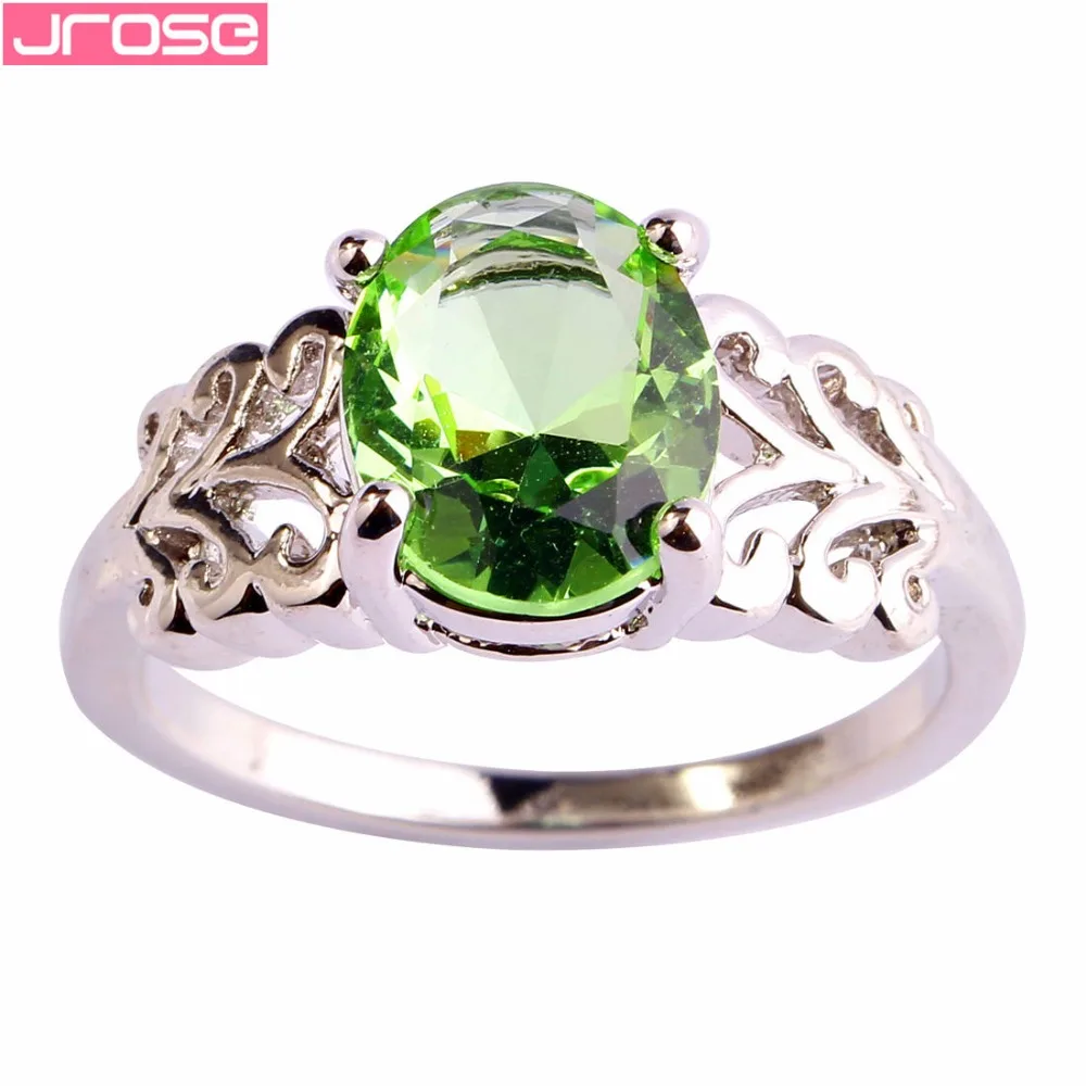 JROSE Wedding Engagement Lady Beautiful Solitaire Jewelry Pink &amp Rainbow Green Cubic Zircon Silver Fashion Ring Size 6-12 | Украшения и