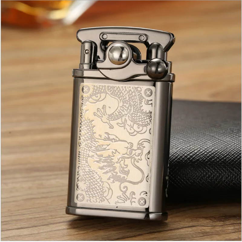 

10 Style Unique Retro Pure Copper Tobacco Lighter Smoker Windproof flame Kerosene Cigarette Lighter Carving gasoline lighters