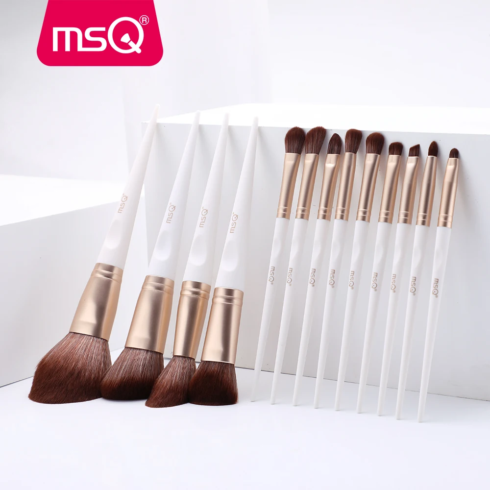 MSQ 13 шт набор кистей для макияжа Пудра основа век тени губ наборы золото/белый ПВХ