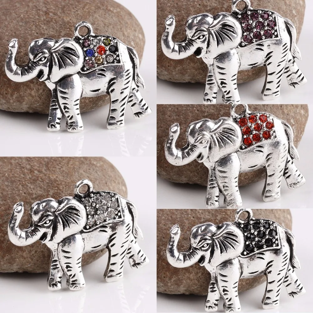 Тибетский серебряный австрийский хрусталь SUNYIK слон бусины с животными подвеска