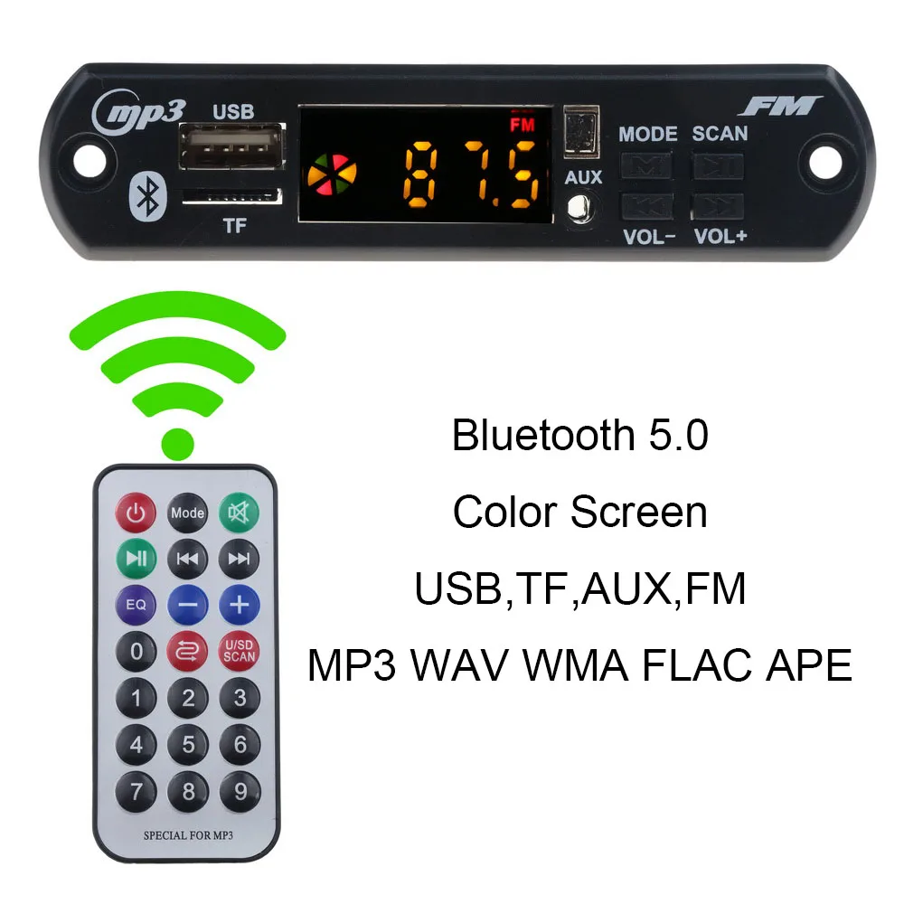5 Kebidu DC 5 в 12 В Автомобильный Bluetooth 5,0 MP3 WMA FM AUX декодер плата аудио модуль FM TF радио автомобильный MP3 динамик аксессуары - Цвет: 5