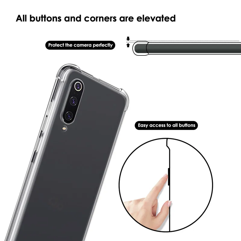 Qosea Phone Case For Xiaomi Redmi K20 Pro Transparent Ultra-thin Silm Silicone Soft TPU Mi 8 9 Lite Coque Cover |