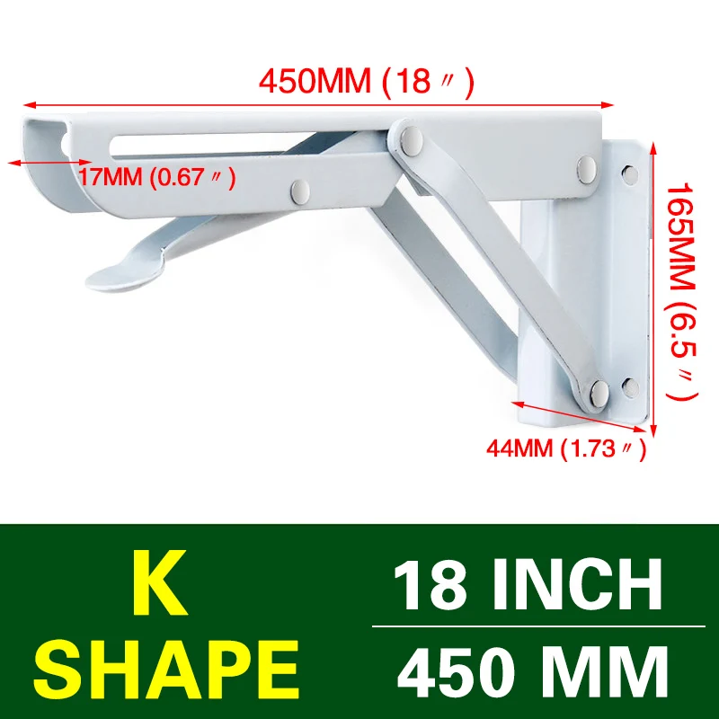 White 18 INCH NAIERDI 2 шт. складной угловой кронштейн 8-20 дюймов треугольная полка для ванной ТЯЖЕЛАЯ ПОДДЕРЖКА Регулируемая настенная скамья стол мебельная фурнитура - Цвет: White 18 INCH