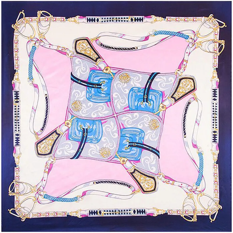 90x90 см Шарф из искусственного шелка в европейском стиле женский ремень седло узор