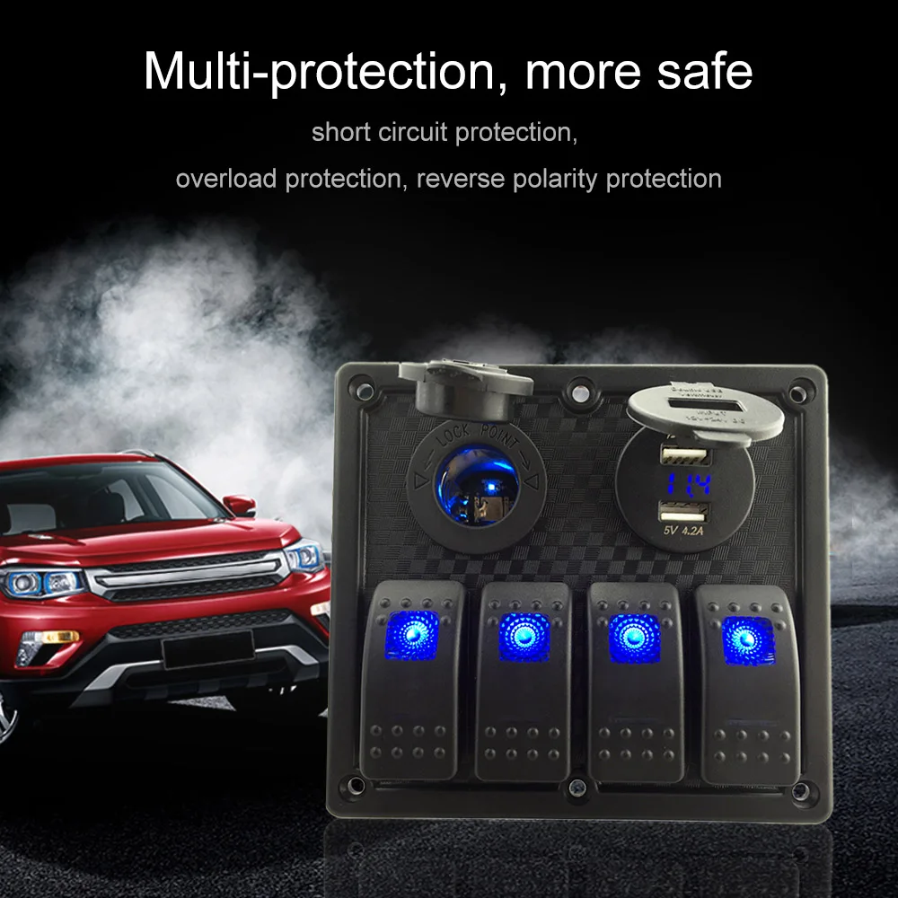 Водонепроницаемый 4 кнопочный переключатель панель Led кулисный с двойным usb