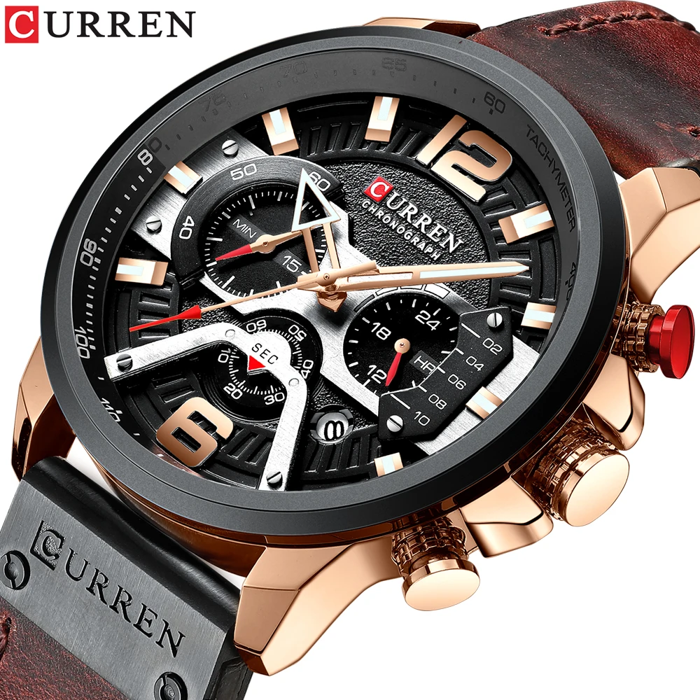 CURREN Мужские часы Топ Бренд роскошные кожаные спортивные мужские модные