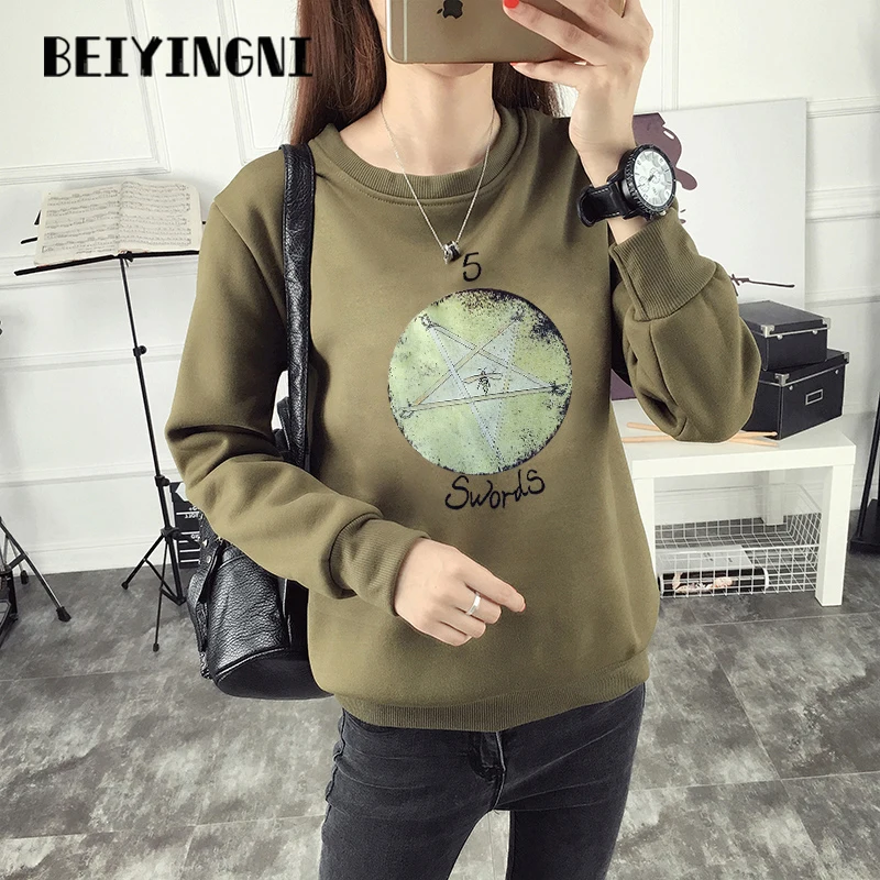 Beiyingni BF осеннее худи в стиле хараюку для женщин флисовая толстовка со звездами с