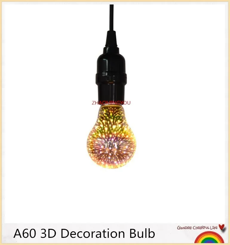 1 шт. светодиодная лампочка 3D декоративная 110 В 220 A60 7 Вт E27 празднисветильник