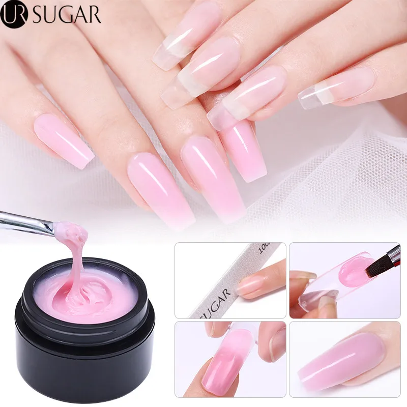 Ur Sugar, 15 мл, термо-полигелевый удлиняющий гель, розовый, прозрачный, Кристальный, для создания УФ-гелей, для ногтей, акриловый, быстростроительный Гель-лак, впитывающий