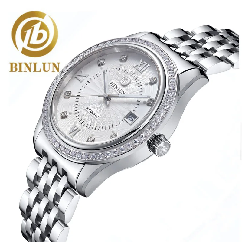 BINLUN новый топ серебро высокого класса мужские автоматические деловые часы