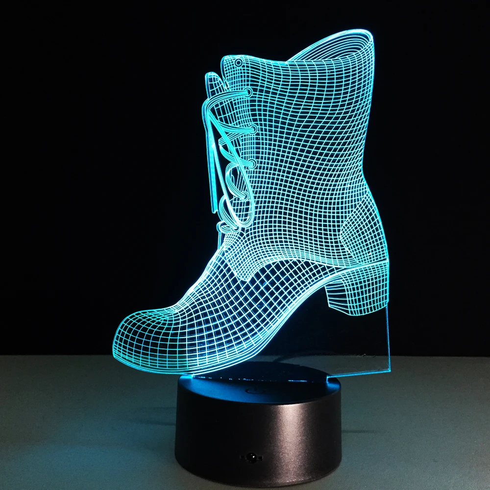 Ботинки Форма светодиодный настольный светильник 3D иллюзия Лампа дети подарок