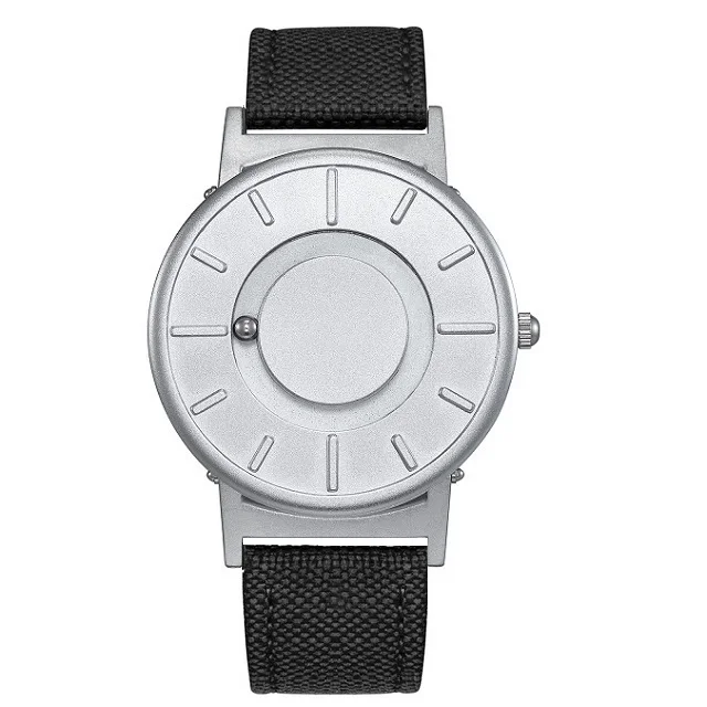 Silver Black Nylon Новинка, стильные мужские часы EUTOUR с магнитным шариком, новые наручные часы, мужские часы с нейлоновым ремешком, кварцевые часы, модные erkek kol saati - Цвет: Silver Black Nylon