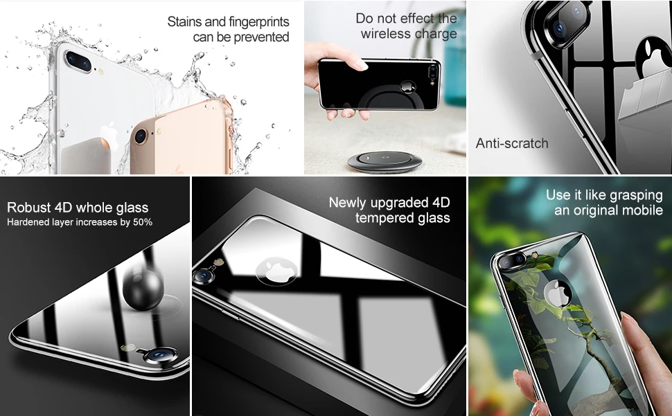 Защитная пленка из закаленного стекла Baseus 4D для iPhone 7 8, ультратонкая защитная пленка на весь экран, закаленное стекло для iPhone 7 8 Plus, задняя пленка