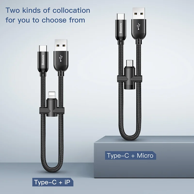 2в1 для usb c к lightning micro usb зарядный кабель для iPhone samsung huawei xiaomi быстрое зарядное устройство usb кабель 20 см короткий android