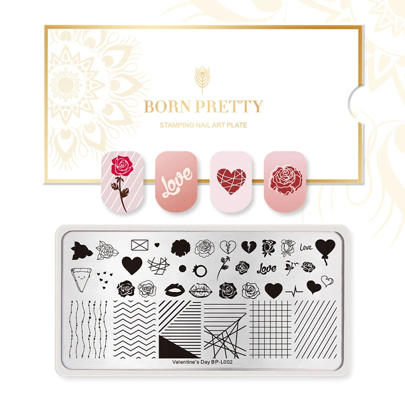 BORN PRETTY цветочный лист геометрические пластины для штамповки ногтей с 6 мл штамповка лак для штамповки лак для дизайна ногтей Изображение Шаблон набор
