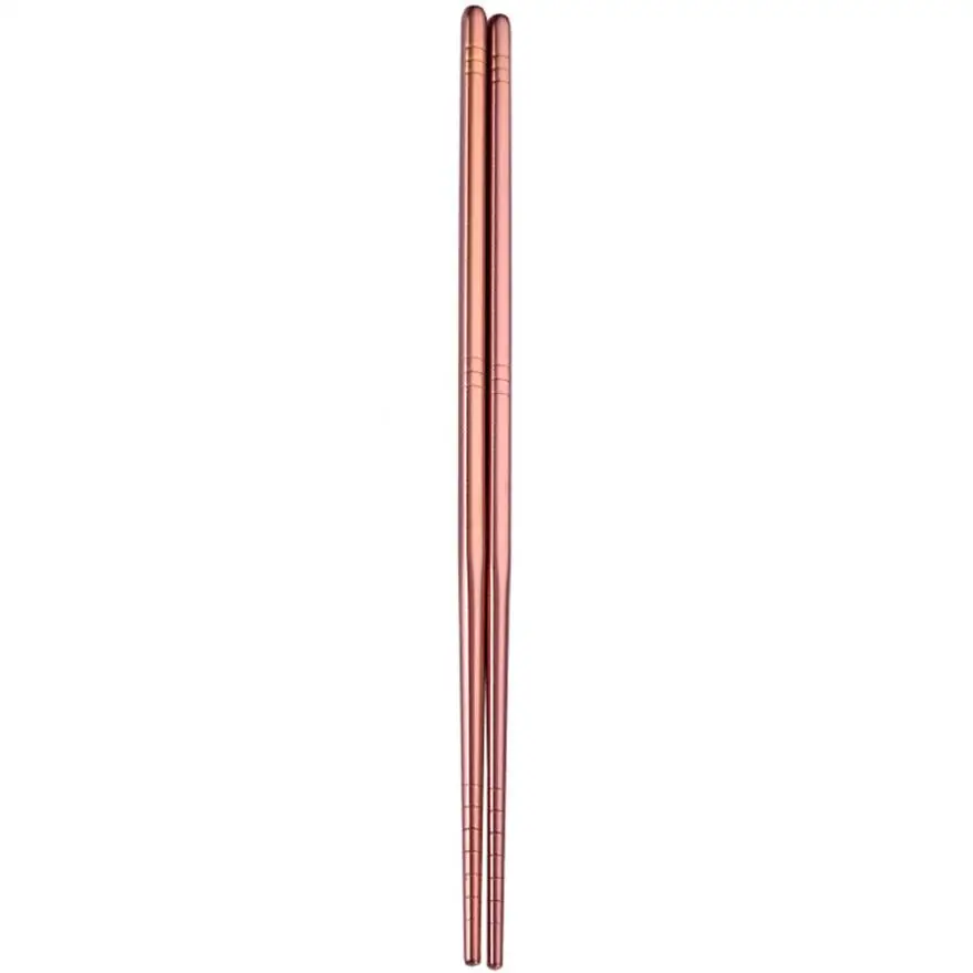Rose Gold Многоразовые радужные палочки для еды 304 нержавеющая сталь посуда палочки для еды китайская столовая посуда Нескользящие палочки для еды кухонные инструменты - Цвет: Rose Gold