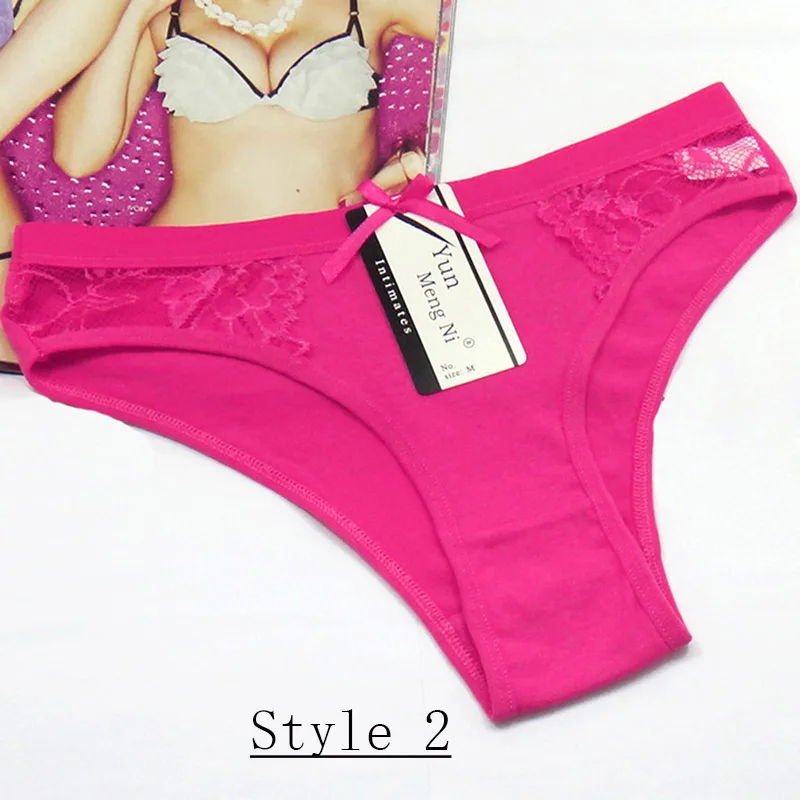 Style 2 1 шт., кружевные женские трусики, с вырезами, с низкой талией, сексуальное нижнее белье, хлопок, мягкое, удобное, милое женское нижнее белье, стиль, розовые трусы - Цвет: Style 2