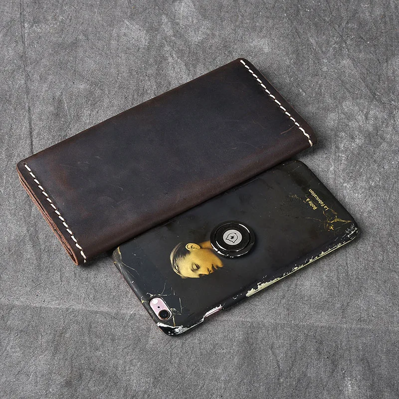 AETOO Handmade Crazy Horse Leather Long Wallet Simple Cloth | Багаж и сумки