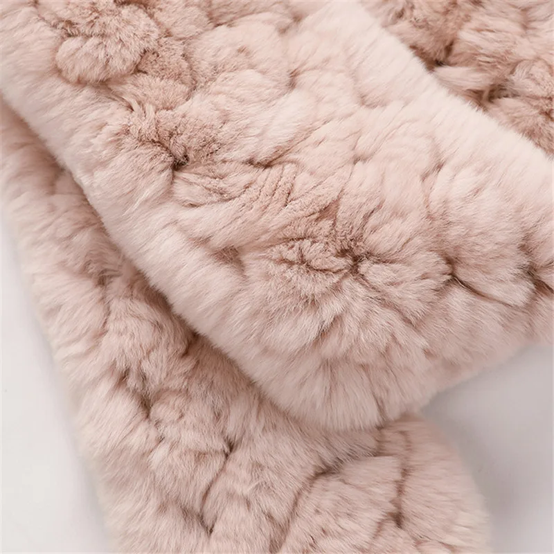 Женский шарф с имитацией кроличьего меха разноцветный мех объемный