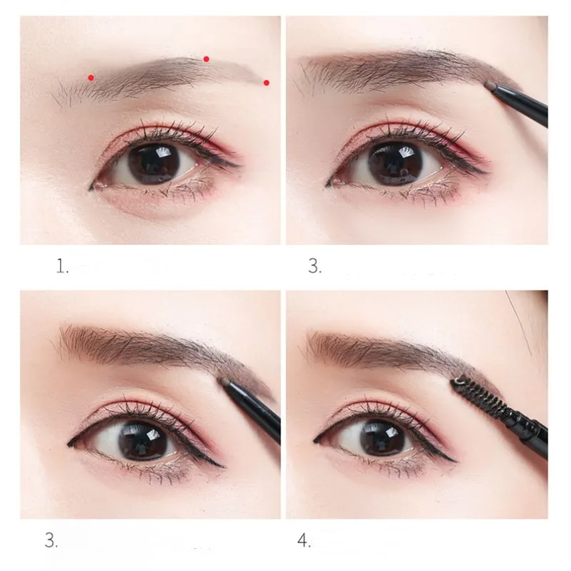 1 шт. двухсторонний супер тонкий карандаш для бровей и кисть водостойкая
