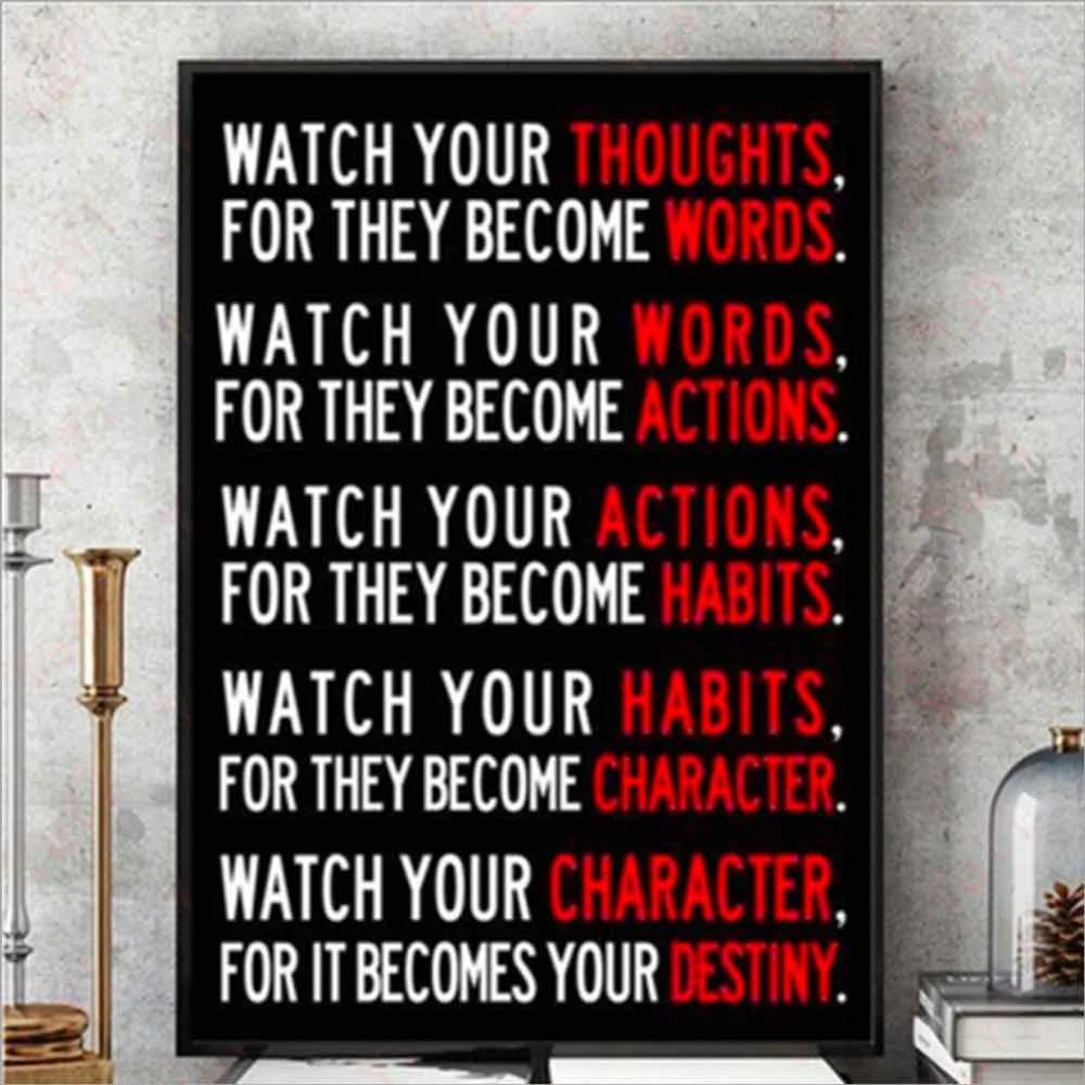HAOCHU Watch Your Thoughts Poster For Living Room Home Decor Painting Print Simple Nordic Wall Picture Canvas | Дом и сад