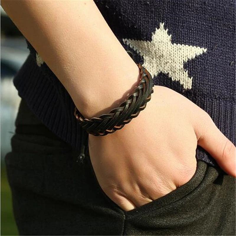 Панк браслеты и мужские кожаные 2018 Pulseira Masculina ювелирные изделия Шарм Pulseiras |