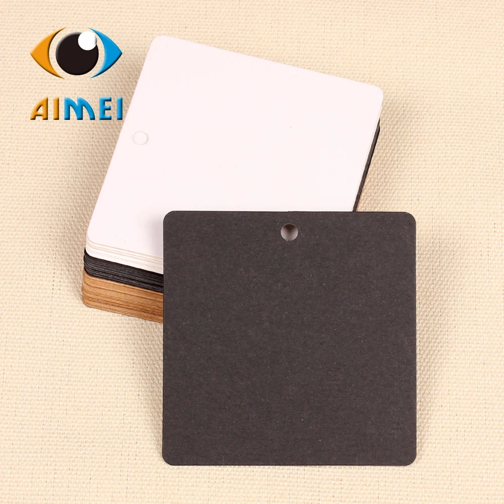 100 шт./лот 6*6 см квадратная маленькая крафт этикетка для одежды бумажные бирки