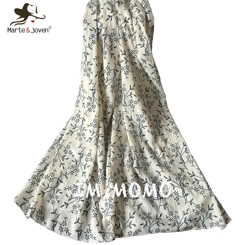 Женские шарфы Marte & Joven длинные льняные с цветочной вышивкой в виде листиков 180*75 см