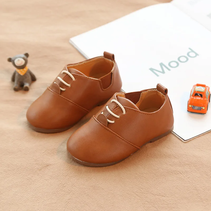 Детская обувь из ПУ кожи для мальчиков слипоны девочек однотонная детская на