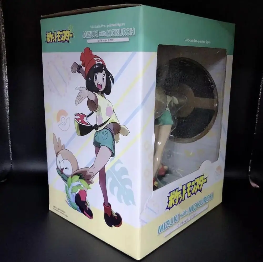 with retail box Аниме солнце и луна Selene с Rowlet фигурка модель игрушки коллекционный мультфильм Покемоны фигурка игрушка Подарки для детей - Цвет: with retail box