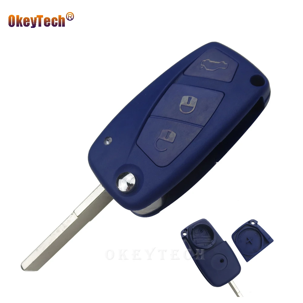 OkeyTech синий 3 кнопочный откидной складной пульт дистанционного переключения ключ