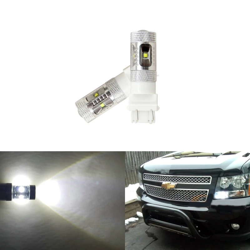 Для Chevrolet Tahoe 2007- белые светодиодные дневные ходовые огни ультра яркий отражатель 3157 светодиодные лампы дневного света автомобиля-Стайлинг